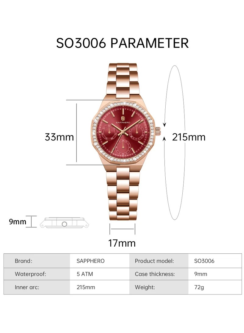 Sapphero  SAPPHERO Watches for Women Luxury Ladies Watches Women's Bracelet Watch Small Stainless Steel Analog 3ATM Waterproof Wrist Watch for Women for Women | Best Price UAE