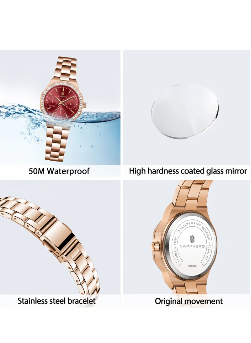 Sapphero  SAPPHERO Watches for Women Luxury Ladies Watches Women's Bracelet Watch Small Stainless Steel Analog 3ATM Waterproof Wrist Watch for Women for Women | Best Price UAE