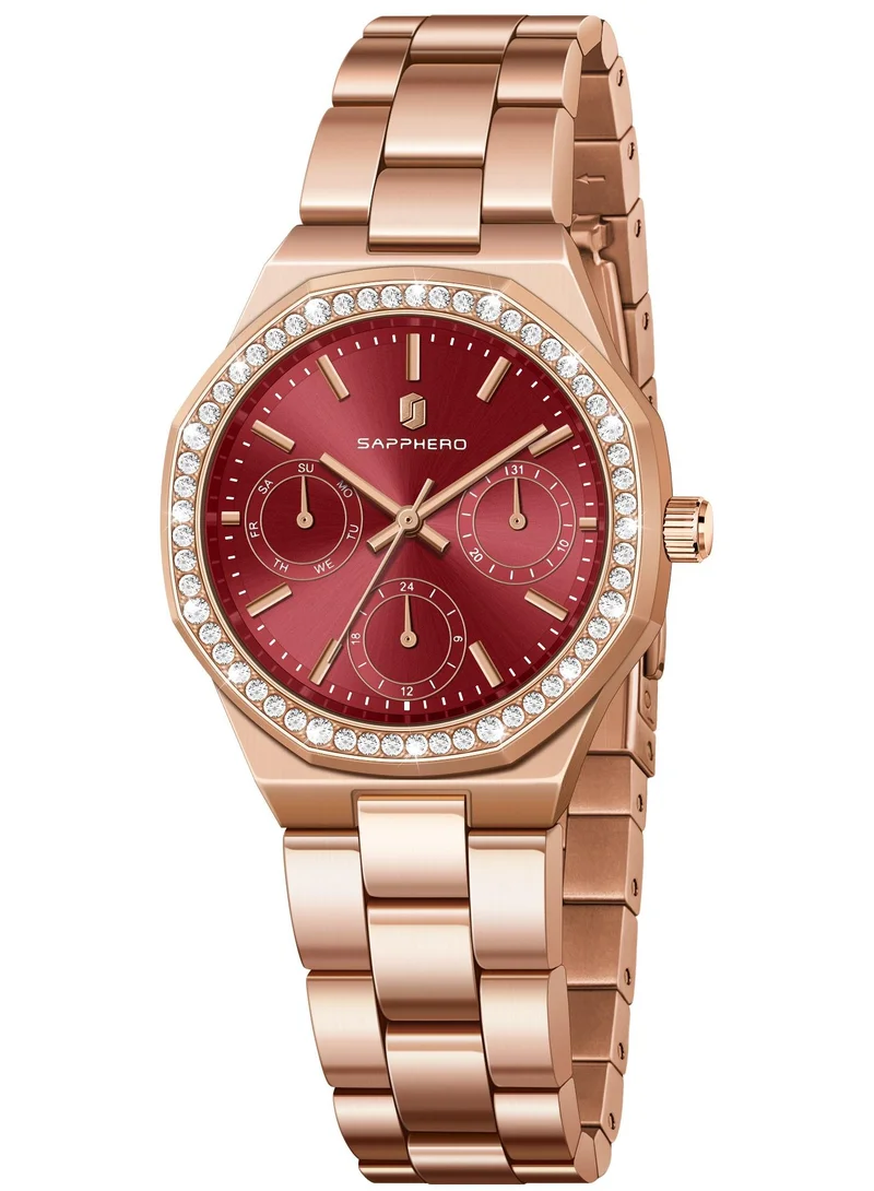 سافيرو ساعات سابفيرو نسائية فاخرة سوار ستانلس ستيل مقاومة للماء