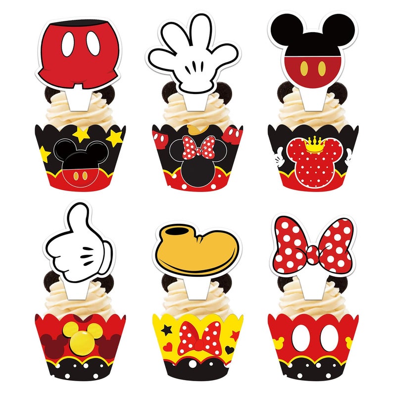 EBWHOLE Cute Mouse Cupcake Stand, Large 3-Tier Cartoon Cupcake Holder for Birthday Party Decorations (Red) - Image 4