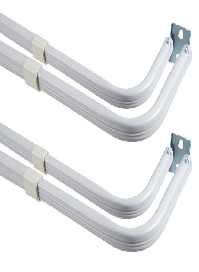 Yaocom ياوكوم، عبوة من قطعتين من قضبان الستائر المزدوجة القابلة للتعديل للنوافذ، مقاس 28-48 بوصة، قضبان ستائر مزدوجة ملفوفة حول النوافذ، مناسبة لستائر التعتيم والستائر الشفافة والأبواب، لون أبيض، تتضمن جميع أدوات التركيب - Image 1