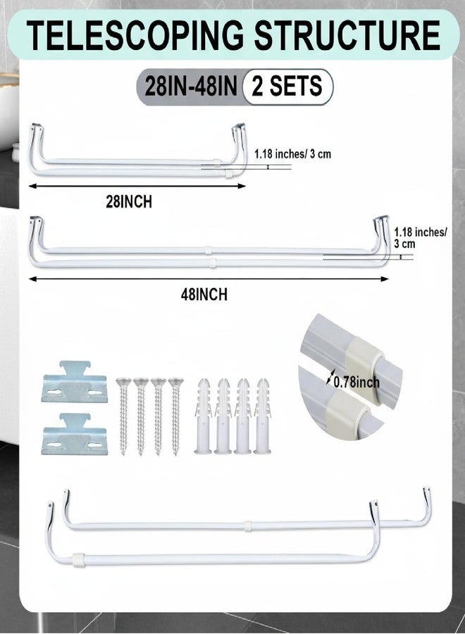 Yaocom ياوكوم، عبوة من قطعتين من قضبان الستائر المزدوجة القابلة للتعديل للنوافذ، مقاس 28-48 بوصة، قضبان ستائر مزدوجة ملفوفة حول النوافذ، مناسبة لستائر التعتيم والستائر الشفافة والأبواب، لون أبيض، تتضمن جميع أدوات التركيب - Image 2