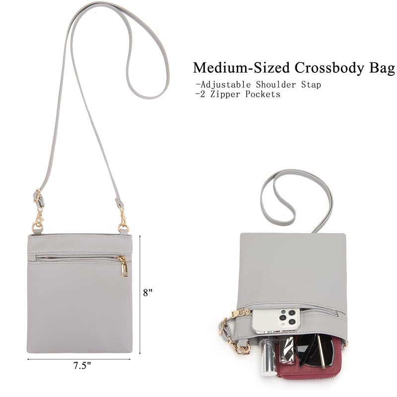 Idesort Large Crossbody Bags Ladies Shoulder Handbags Purse and Wallet Set for Women Hobo Purses Grey - Image 3