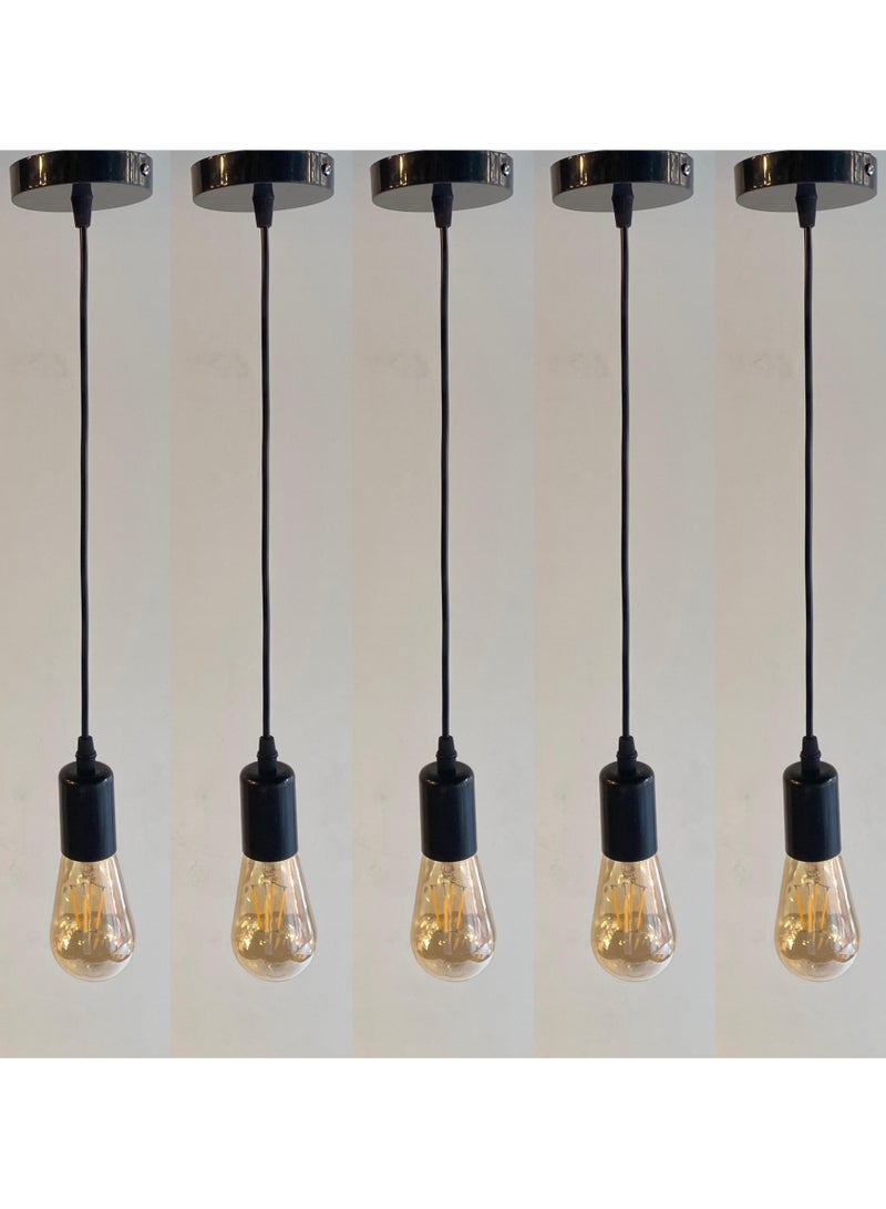 El Rawda Lighting A distinctive set of cables with a distinctive shape without lamps | modern decorative LED E27 pendant light ceiling lamp hanging | suitable for any room | Color: Black | Size: 60x10x10 cm