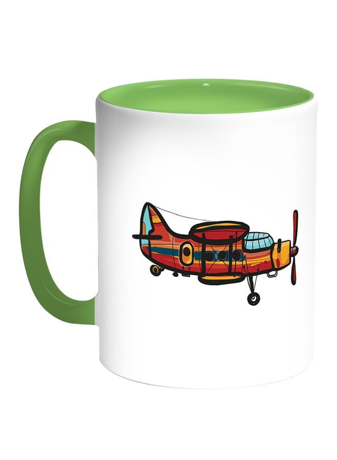 RKN War Plane Printed Coffee Mug White/Green 11ounce - Image 1