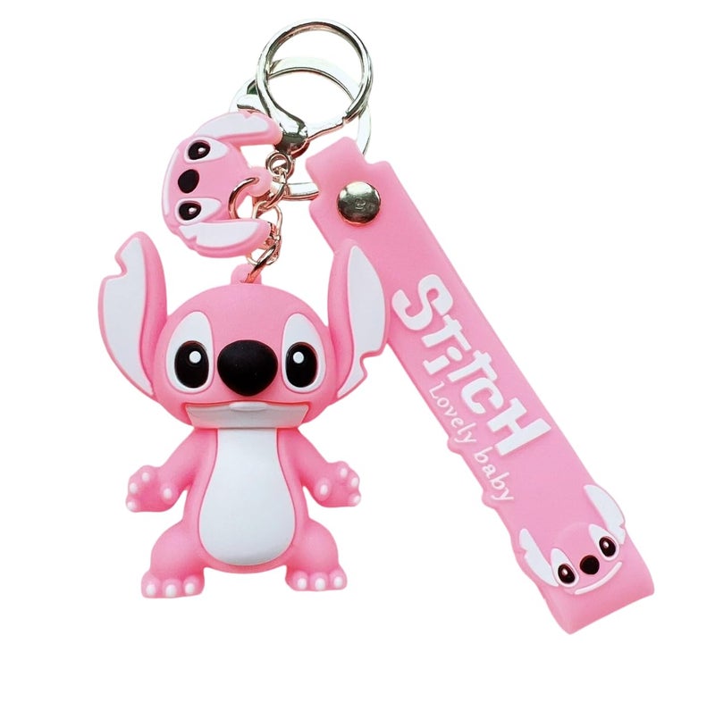 FowWelt Cartoon Keychain for Girls and Boys, Cute Keychains Accessories Keyring Key Wristlet Car Charms Backpack Key Chain (Stitch Pink) - Image 5