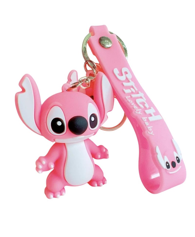 FowWelt Cartoon Keychain for Girls and Boys, Cute Keychains Accessories Keyring Key Wristlet Car Charms Backpack Key Chain (Stitch Pink) - Image 4