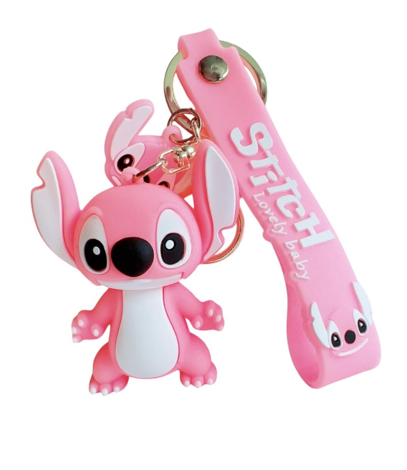 FowWelt Cartoon Keychain for Girls and Boys, Cute Keychains Accessories Keyring Key Wristlet Car Charms Backpack Key Chain (Stitch Pink) - Image 2