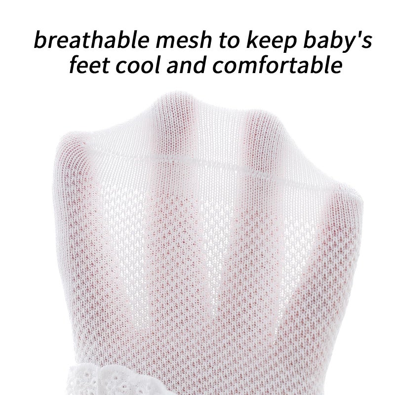 Mini Angel Baby Girls Socks Eyelet Ruffle Lace Frilly Dress Socks for Newborn Infant 3 Pairs (White,Ivory,Pink, 0-6 Months) - Image 5
