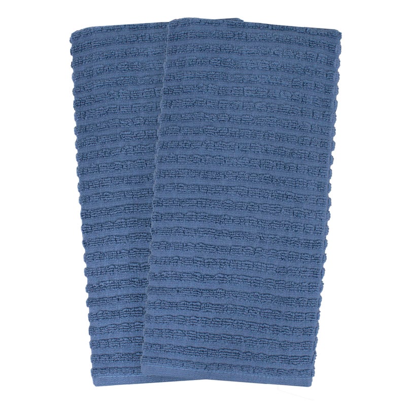 Ritz Royale Collection 100% Combed Terry Cotton  Highly Absorbent  Oversized  Kitchen Towel Set  28"" x 18""  2-Pack  Solid Federal Blue - Image 2