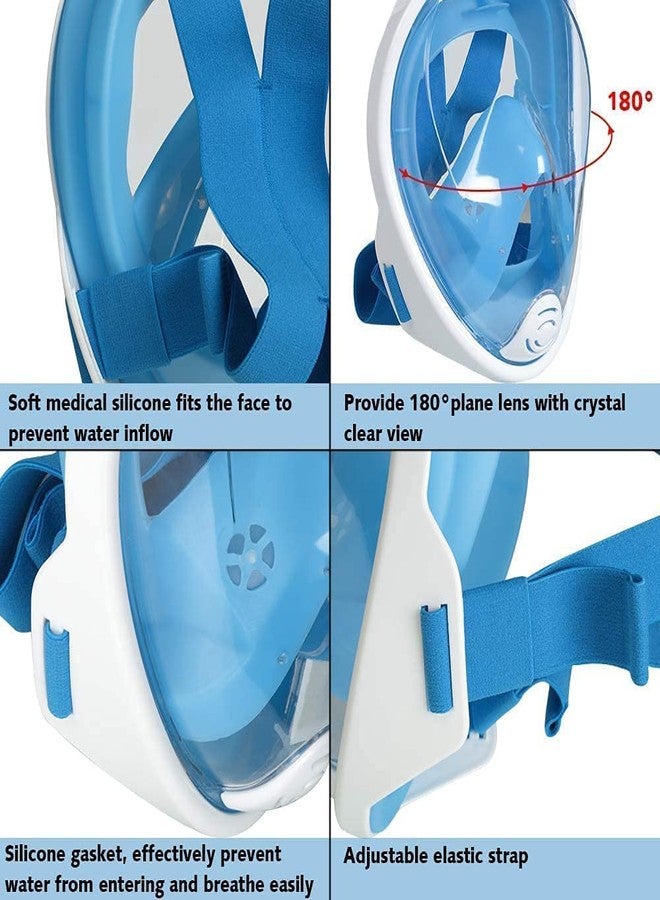 Jolfay Snorkle mask Snorkel Mask Full Face Snorkeling Mask with Panoramic View Anti-Fog and Anti-Leak Design Dive Mask for Adults and YouthSnorkel Equipment (S/M) Blue - Image 3