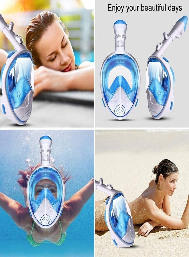Jolfay Snorkle mask Snorkel Mask Full Face Snorkeling Mask with Panoramic View Anti-Fog and Anti-Leak Design Dive Mask for Adults and YouthSnorkel Equipment (S/M) Blue - Image 4