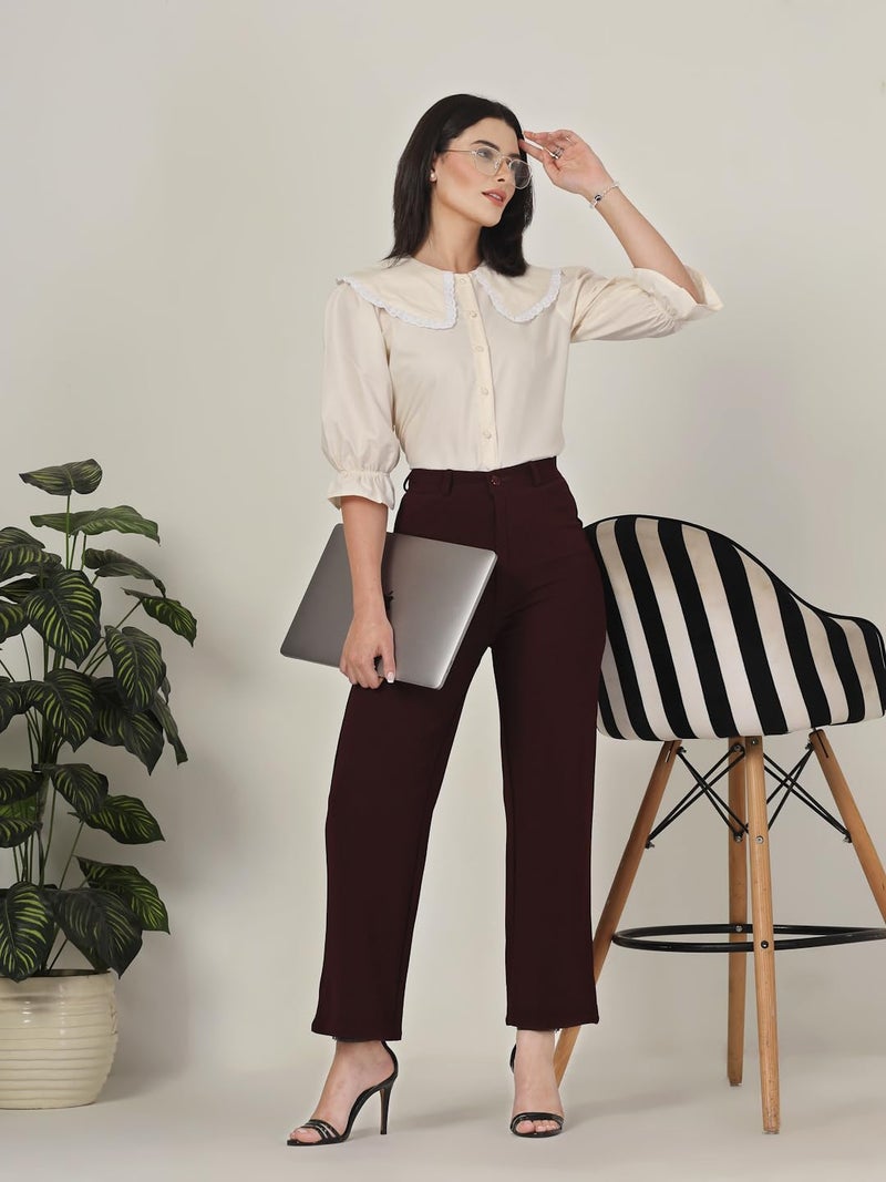 Style Quotient Women Beige Shirt with Peter Pan Collar - Image 5