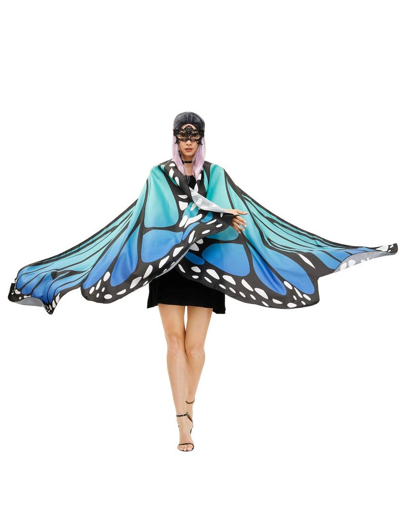 TONAK Butterfly Cape Costume Adult, Halloween Butterfly Wings Costume Women Colorful Festival Butterfl Wings Shawl Cape - Image 3