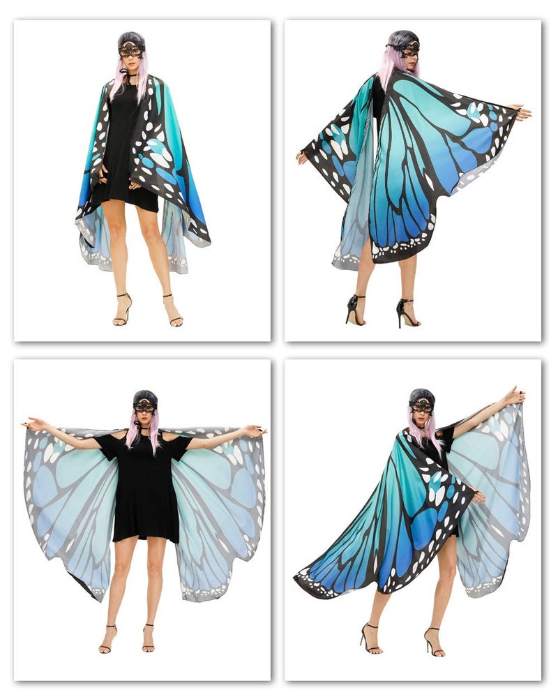 TONAK Butterfly Cape Costume Adult, Halloween Butterfly Wings Costume Women Colorful Festival Butterfl Wings Shawl Cape - Image 5
