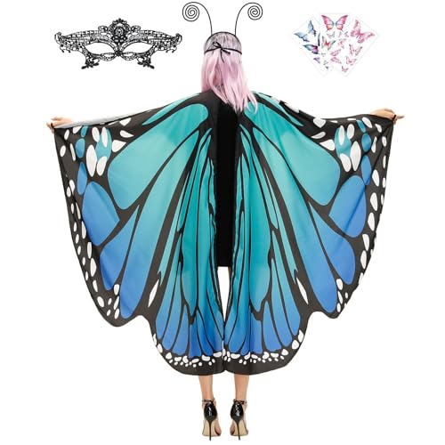 TONAK Butterfly Cape Costume Adult, Halloween Butterfly Wings Costume Women Colorful Festival Butterfl Wings Shawl Cape - Image 1