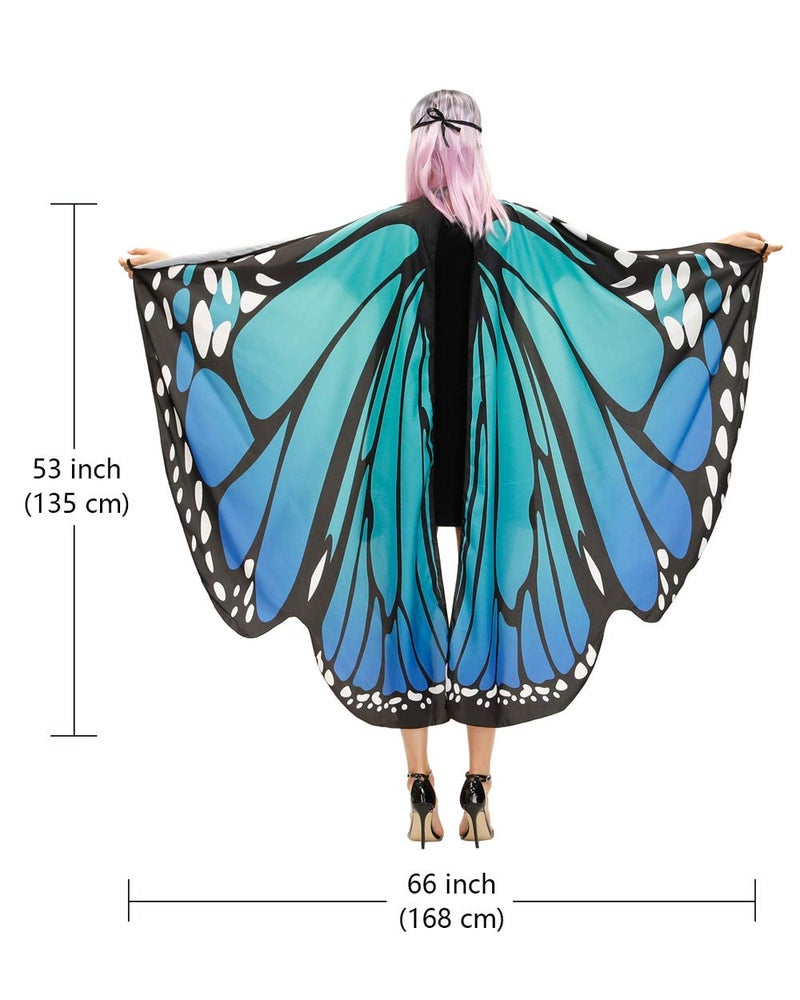 TONAK Butterfly Cape Costume Adult, Halloween Butterfly Wings Costume Women Colorful Festival Butterfl Wings Shawl Cape - Image 4