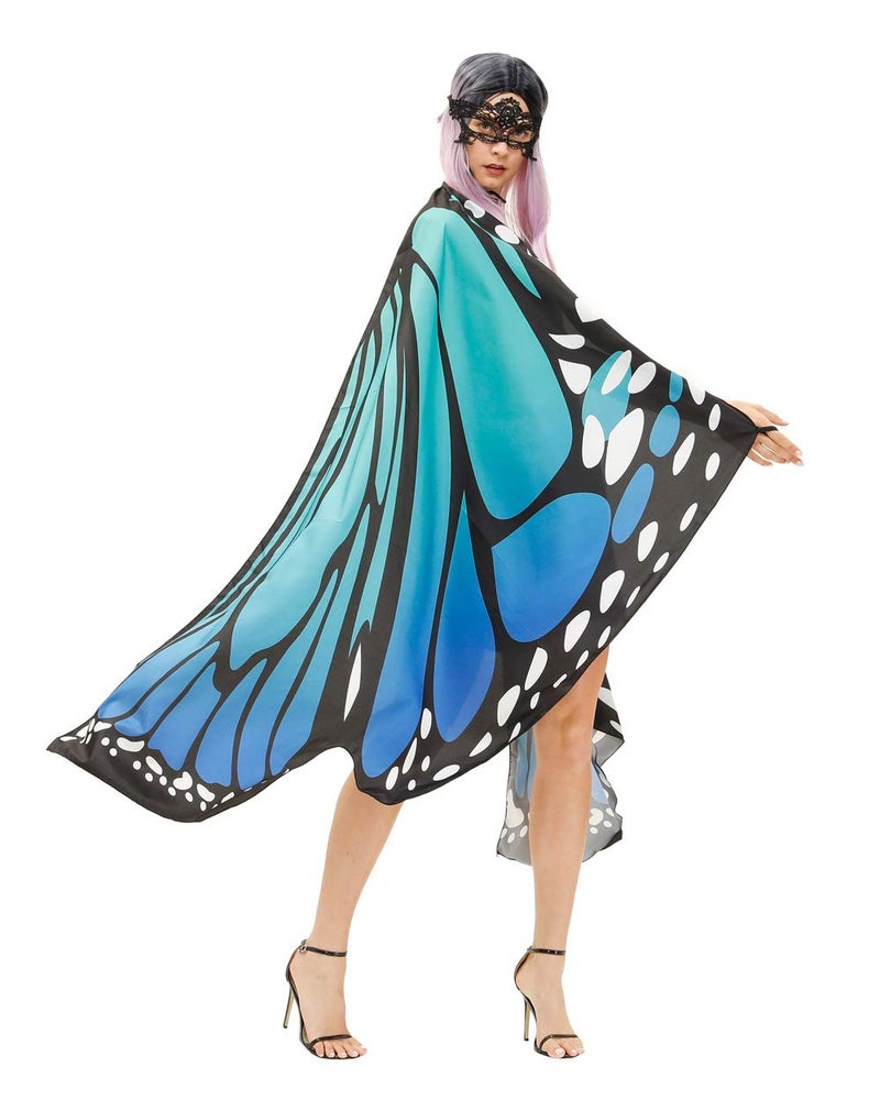TONAK Butterfly Cape Costume Adult, Halloween Butterfly Wings Costume Women Colorful Festival Butterfl Wings Shawl Cape - Image 2