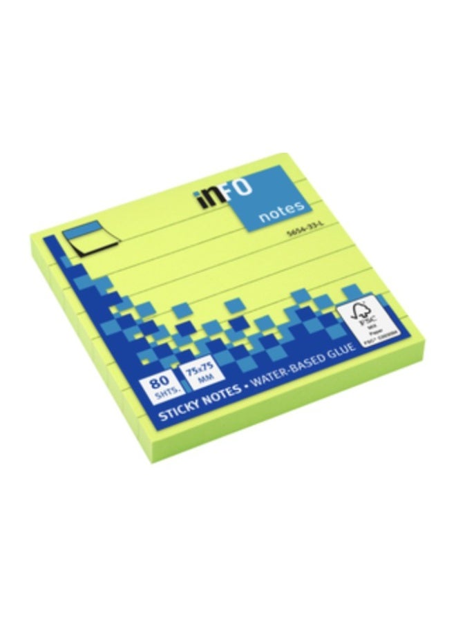 infonotes - STICKY NOTES, Lined, 75x 75mm,80 sheets - GREEN