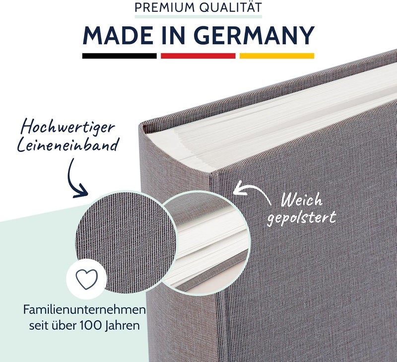Goldbuch Summertime Trend 2 31606 Photo Album with 100 White Pages with Glassine Dividers, Photo Album with Linen Cover, up to 600 Pictures, High-Quality Paper, Grey, 30 x 31 cm - Image 3