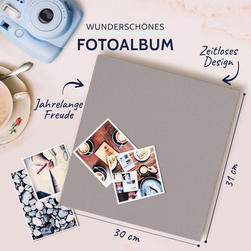 Goldbuch Summertime Trend 2 31606 Photo Album with 100 White Pages with Glassine Dividers, Photo Album with Linen Cover, up to 600 Pictures, High-Quality Paper, Grey, 30 x 31 cm - Image 2