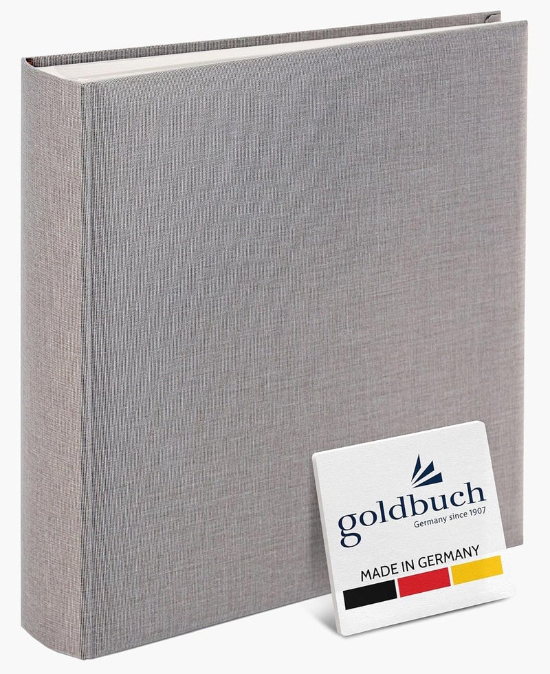 Goldbuch Summertime Trend 2 31606 Photo Album with 100 White Pages with Glassine Dividers, Photo Album with Linen Cover, up to 600 Pictures, High-Quality Paper, Grey, 30 x 31 cm - Image 1