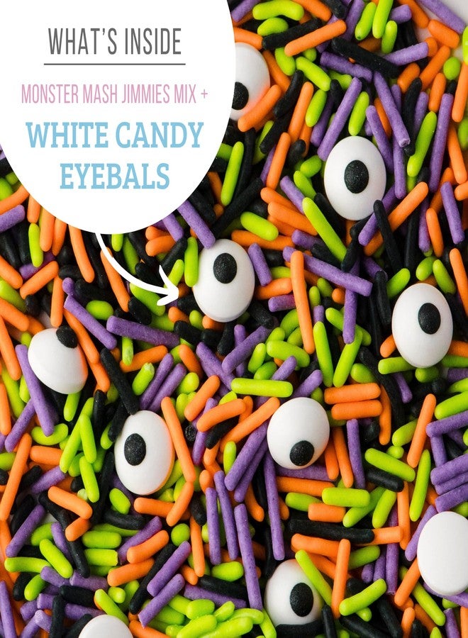 Sweets Indeed Halloween Cookie Cutters with Sprinkle Mix & Candy Eyeballs - 2 oz Sprinkles + 3 Food-Safe Cookie Cutters (Pumpkin, Ghost, Bat) | Halloween Baking & Decorating Kit - Image 3