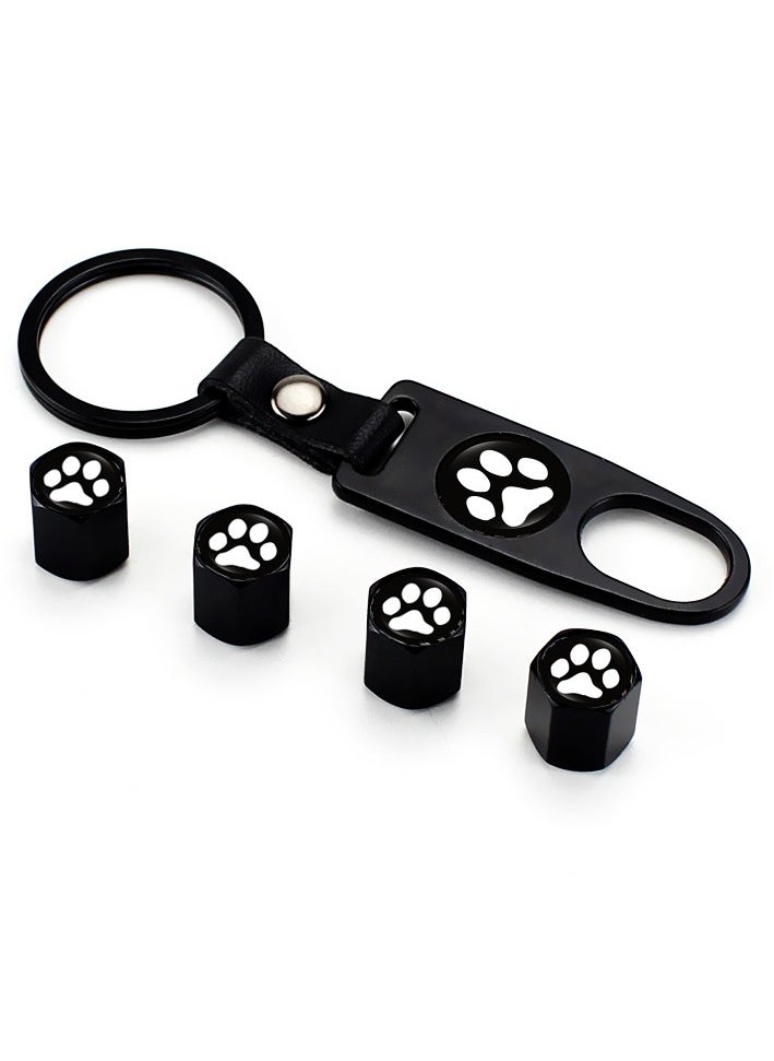 Bukela Tire Valve Stem Caps Cover for Car Bike Bicycle Motorcycles Tractors Mountain Bikes Trucks Black Paw Heart Metal Chrome Tire Air Pressure Covers Wheel Accessories Parts  - Image 1
