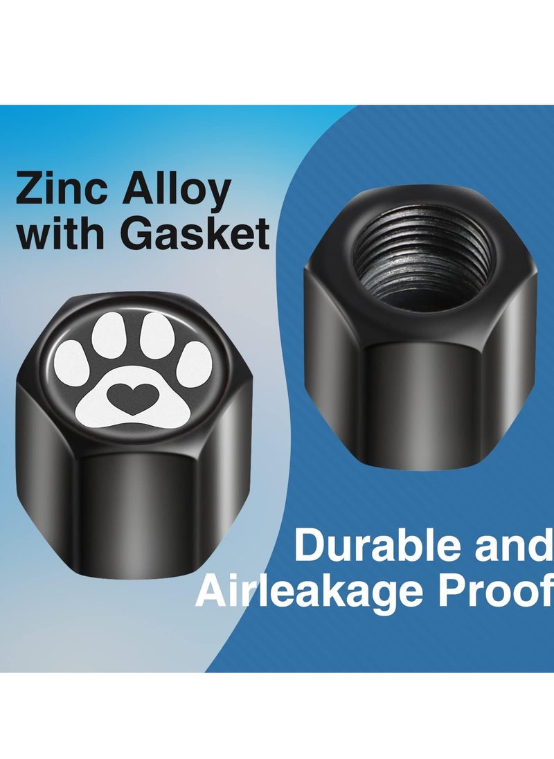 Bukela Tire Valve Stem Caps Cover for Car Bike Bicycle Motorcycles Tractors Mountain Bikes Trucks Black Paw Heart Metal Chrome Tire Air Pressure Covers Wheel Accessories Parts  - Image 2