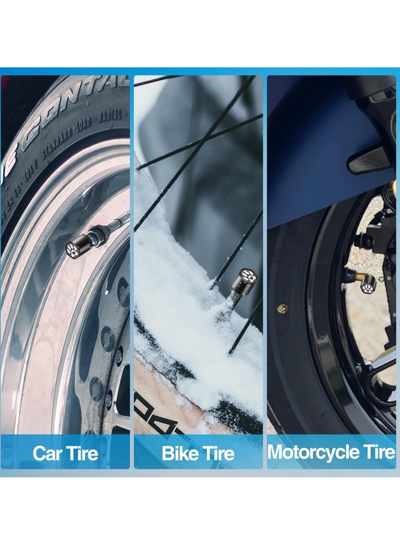 Bukela Tire Valve Stem Caps Cover for Car Bike Bicycle Motorcycles Tractors Mountain Bikes Trucks Black Paw Heart Metal Chrome Tire Air Pressure Covers Wheel Accessories Parts  - Image 4