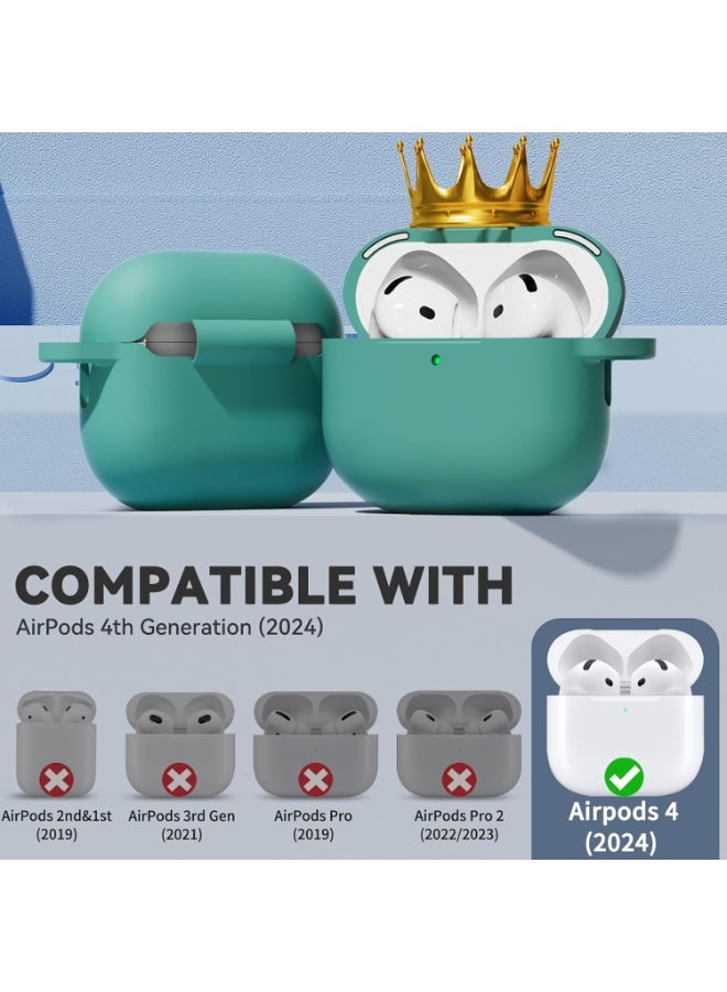 ACLIX Silicone Case For AirPods 4, Anti-Shock, Anti-Drop, Anti-Dust, Visible LED Light, Protective Cover, For AirPods 4th Generation (Mint Green) - Image 2