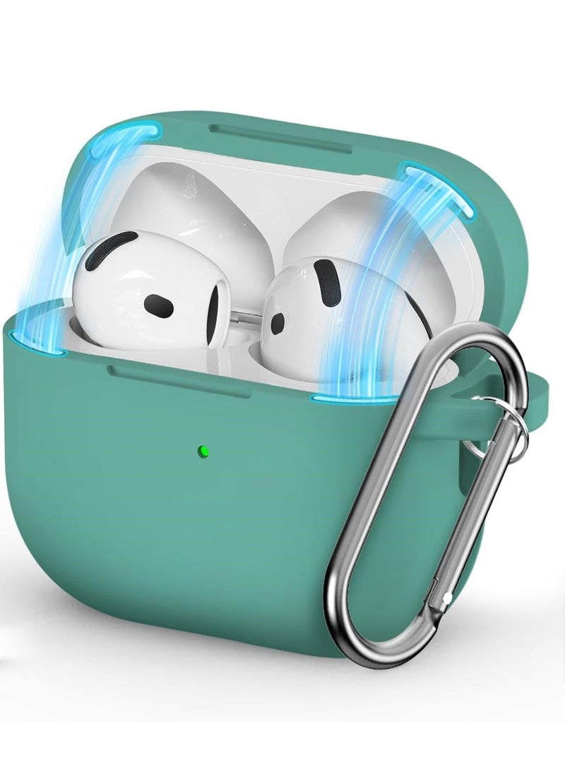 ACLIX Silicone Case For AirPods 4, Anti-Shock, Anti-Drop, Anti-Dust, Visible LED Light, Protective Cover, For AirPods 4th Generation (Mint Green) - Image 1