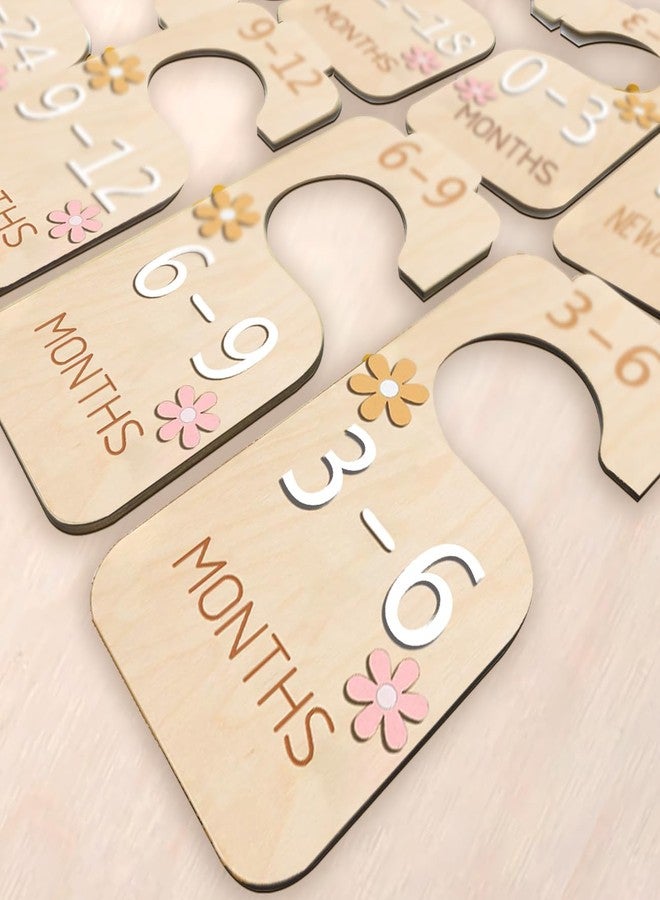 eoscasely Baby Closet Divider - 3D Double-Sided Wooden Baby Wardrobe Baby Closet Organizer,Daisy design Nursery Decor Clothes Hanger Dividers for Sorting 8 Sizes from Newborn to 24+ Months - Image 3