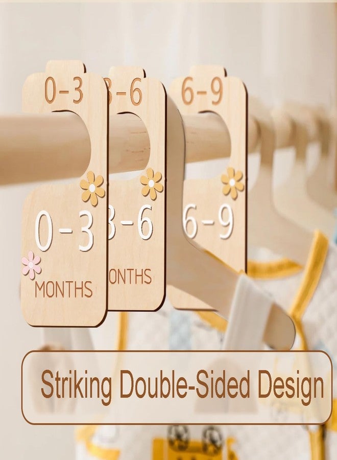 eoscasely Baby Closet Divider - 3D Double-Sided Wooden Baby Wardrobe Baby Closet Organizer,Daisy design Nursery Decor Clothes Hanger Dividers for Sorting 8 Sizes from Newborn to 24+ Months - Image 5