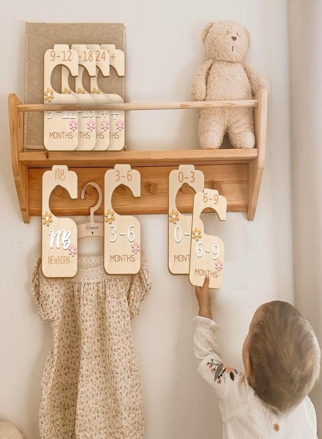 eoscasely Baby Closet Divider - 3D Double-Sided Wooden Baby Wardrobe Baby Closet Organizer,Daisy design Nursery Decor Clothes Hanger Dividers for Sorting 8 Sizes from Newborn to 24+ Months - Image 2