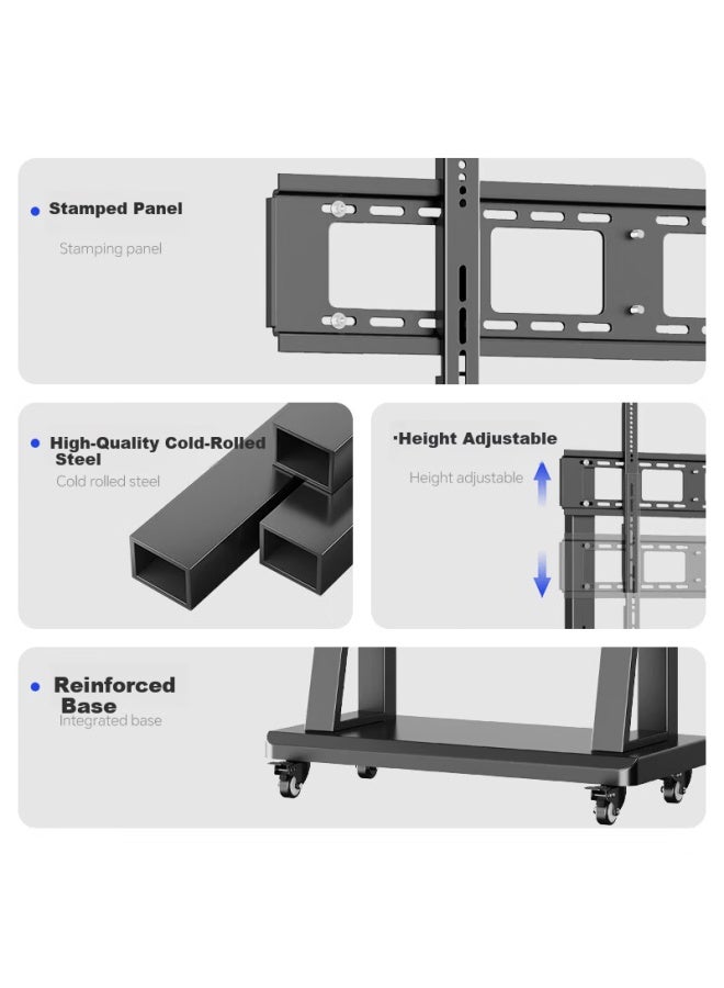 Beishi 55-100 Inch Mobile Tv Stand, Home And Commercial Floor-standing Mobile Bracket For Touchscreen All-in Devices, Universal Tv Cart With Upper And Lower Tray - Image 2