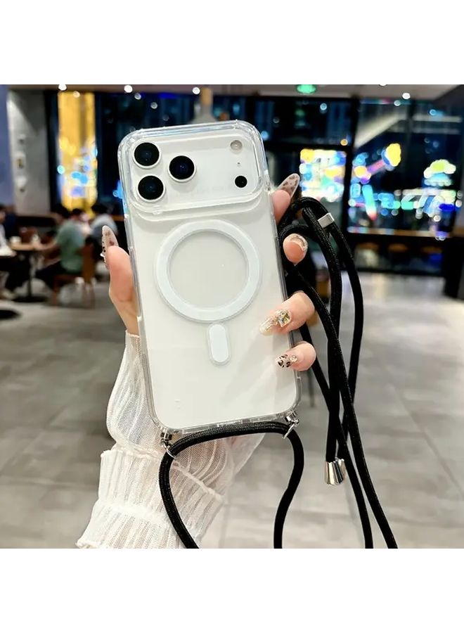 جراب هاتف رمادي شفاف مغناطيسي مع حزام كتف متقاطع لجهاز iPhone 12 Pro - Image 5