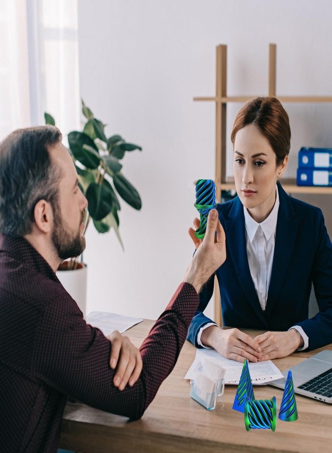 مجسم هرمي ثلاثي الأبعاد مطبوع بتقنية الطباعة ثلاثية الأبعاد، لعبة مخروطية لتخفيف التوتر، ألعاب أسطوانية لتخفيف القلق، لعبة سحرية لتزيين سطح المكتب (3 قطع، لون أخضر ليزري) - Image 5