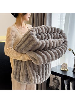 Generic Plush Bed Blanket，230x200cm Kind Size Soft Warm，Rabbit Faux Fur Blanket，Comfortable Fluffy Throw Blanket Suitable for Sofa Bed Couch Armchair Living Room Home Decoration (Gray)  - Image 1