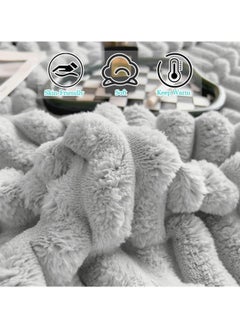 Generic Plush Bed Blanket，230x200cm Kind Size Soft Warm，Rabbit Faux Fur Blanket，Comfortable Fluffy Throw Blanket Suitable for Sofa Bed Couch Armchair Living Room Home Decoration (Gray)  - Image 4