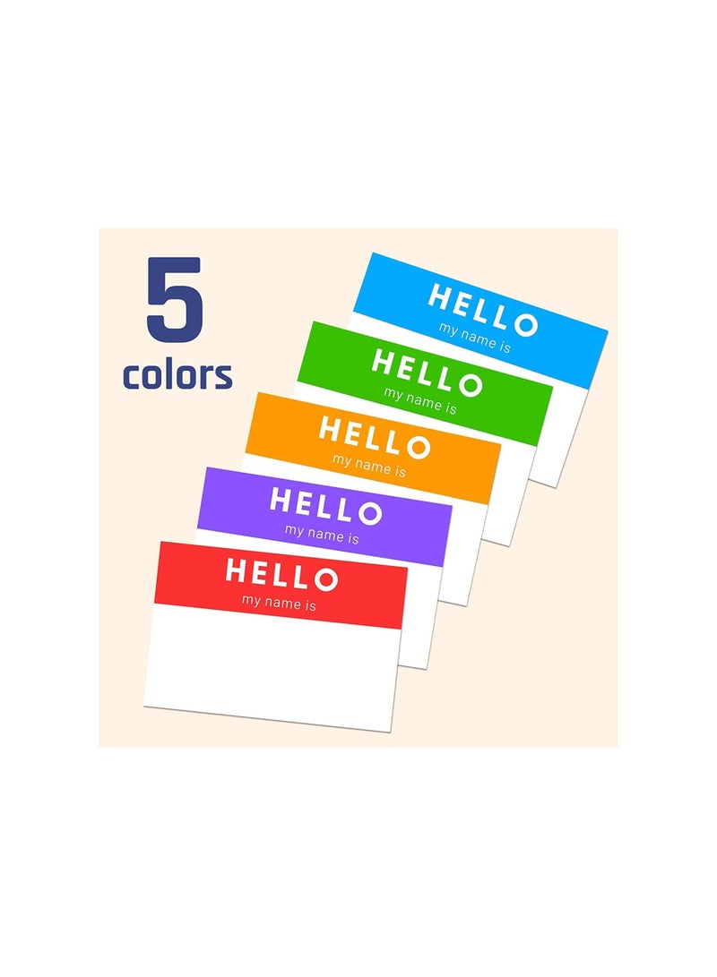 Generic Name Tag, printed with the phrase "Hello My Name Is" in five colors, 250 pieces, size 7.5 x 5 cm, Name Tag, modern in amazing colors - Image 1