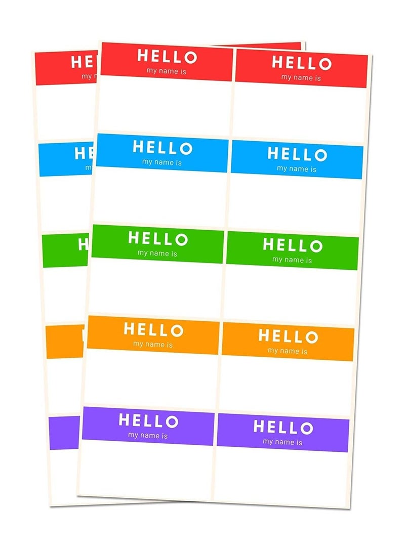 Generic Name Tag, printed with the phrase "Hello My Name Is" in five colors, 250 pieces, size 7.5 x 5 cm, Name Tag, modern in amazing colors - Image 2
