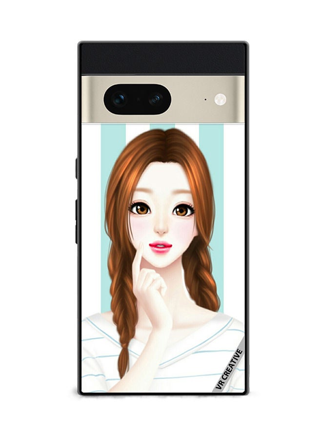 VR CREATIVE Protective Case Cover For Google Pixel 7 Thinking Girl Design Multicolour - Image 1