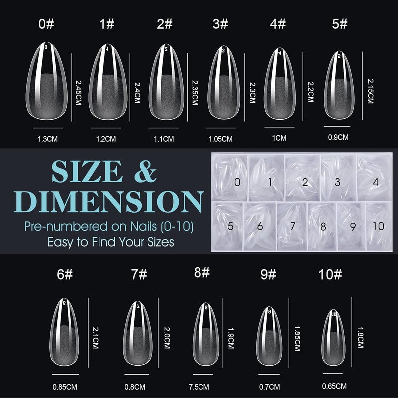 552PCS Soft Gel Nail Tips Kit - 12 Sizes Clear Cover Full Nail Extensions - Medium Almond Pre-shaped Acrylic False Gelly Nail Tips for DIY Salon Gift Nail Extensions - Image 2
