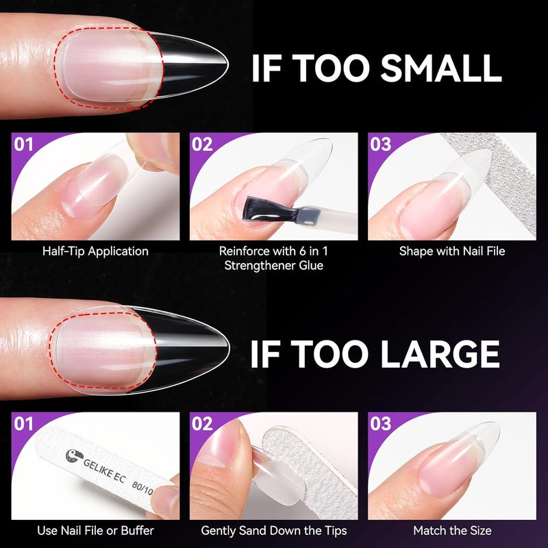 552PCS Soft Gel Nail Tips Kit - 12 Sizes Clear Cover Full Nail Extensions - Medium Almond Pre-shaped Acrylic False Gelly Nail Tips for DIY Salon Gift Nail Extensions - Image 3