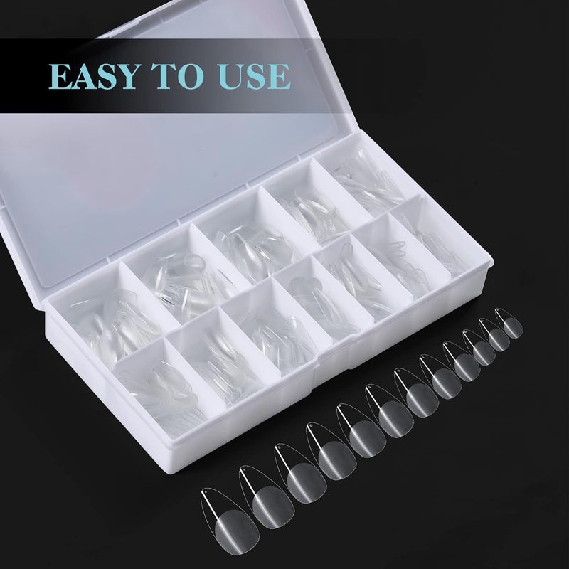 552PCS Soft Gel Nail Tips Kit - 12 Sizes Clear Cover Full Nail Extensions - Medium Almond Pre-shaped Acrylic False Gelly Nail Tips for DIY Salon Gift Nail Extensions - Image 5