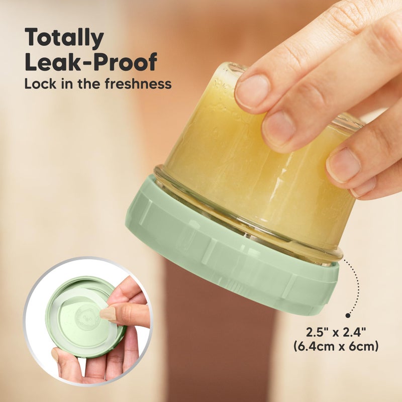 KeaBabies 12pk 4oz Glass Baby Food Containers with Lids - Leak-Proof, Microwavable Small Glass Jars, Baby Purees & Toddler Snack Storage Containers, BPA-Free, Dishwasher & Freezer Safe (Sage) - Image 2
