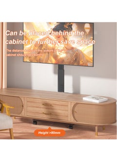 HILLPORT Mobile Floor TV Stand for 32 to 70 inch TVs with Wooden Storage Base,Portable Mobile Cart with Wheels, with Swivel Mount,Corner Universal Stands for Bedroom, Outdoor  - Image 3
