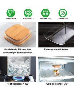 TYCOM Glass Jars Set 500ml, Food Cereal Storage Spice Containers for Home Kitchen, Food Storage Jars With Labels, Marker and Spoons, Square 8 * 10cm 8 Pieces With Wood Lid.  - Image 2