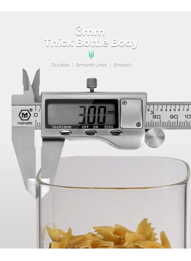 تايكوم مجموعة برطمانات زجاجية 500 مل، حاويات تخزين حبوب الطعام والتوابل للمطبخ المنزلي، برطمانات تخزين الطعام مع ملصقات، علامة، مربع 8 * 10 سم 8 قطع مع غطاء من الخيزران. - Image 5